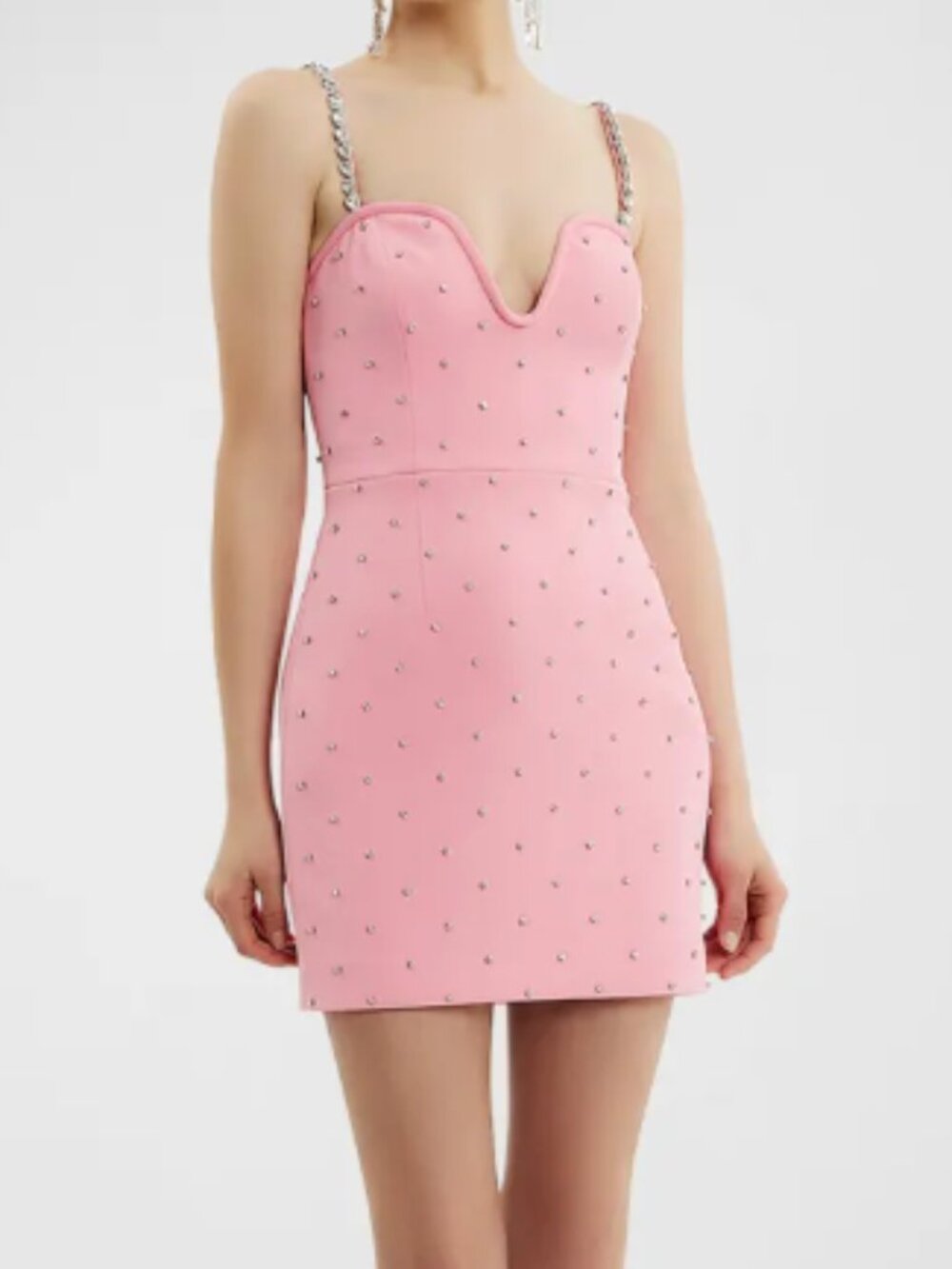 REBECCA VALANCE Brittany Rhinestone Bodycon Mini Dress